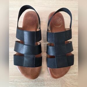Andres Assous Black Leather/fabric Strappy Slingback Sandals